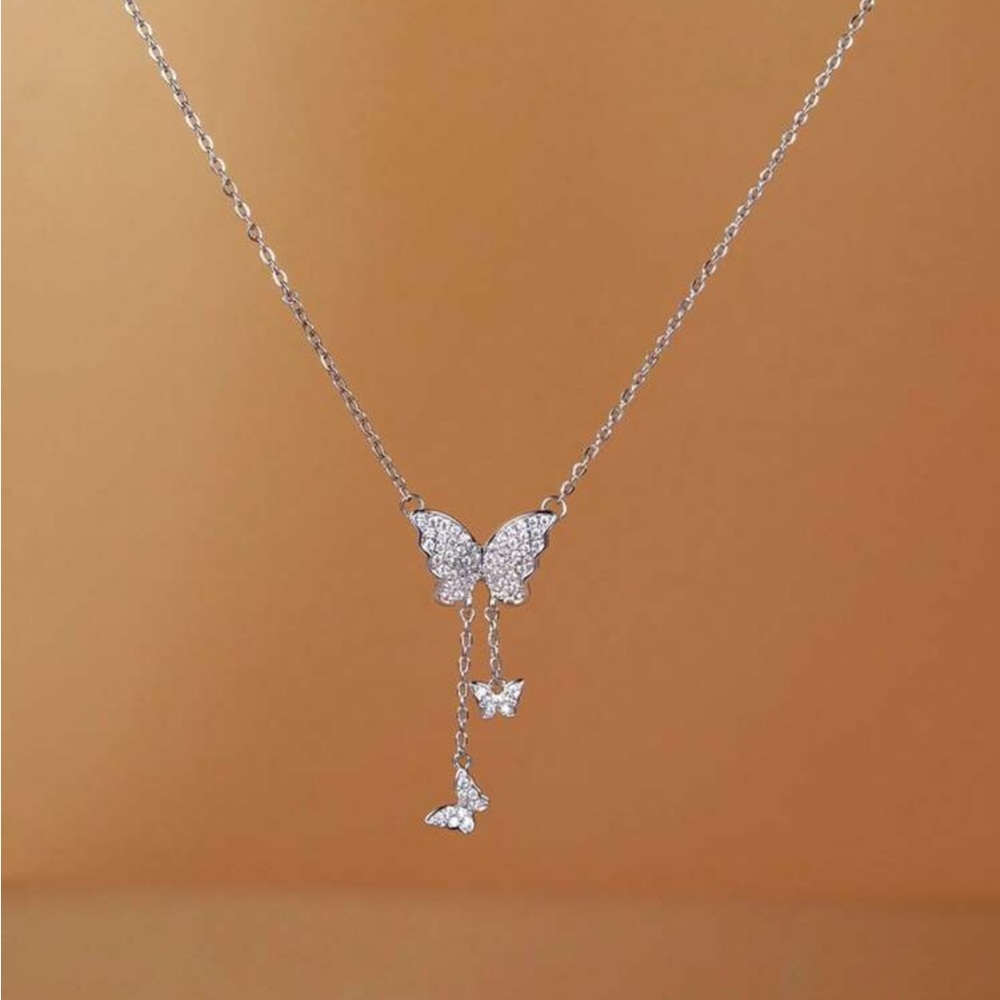 Silver butterfly necklace